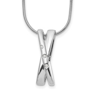 925 Sterling Silver Rhodium-plated 18 Inch Diamond X Necklace, 2" Ext.